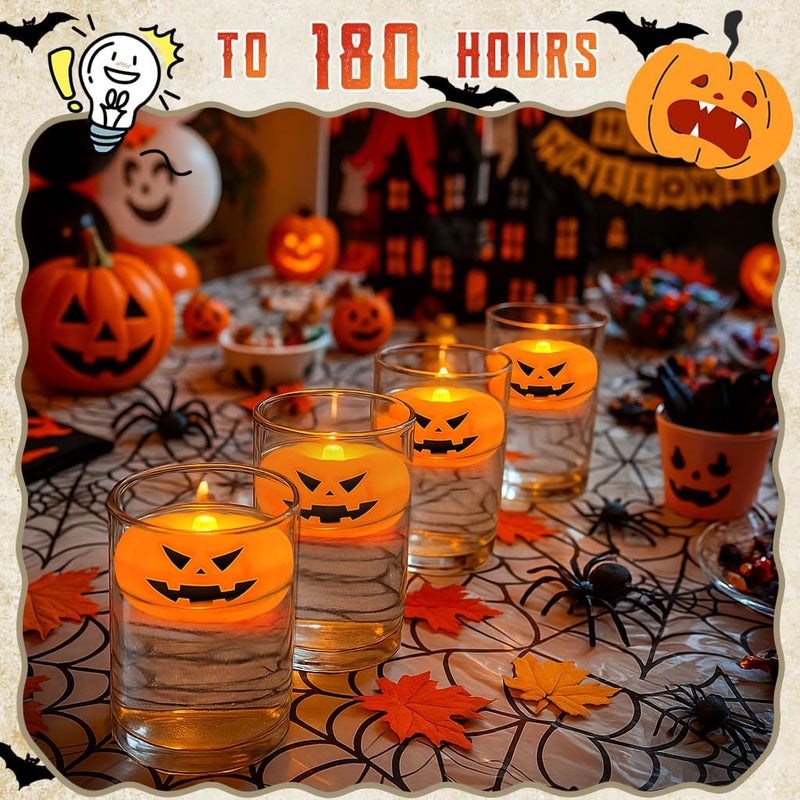 QQFCTOO 2.3” x12PK Orange Floating Candles-Halloween Flameless Water - Activated Candles, 180+ Hours Long - Lasting- Fall Decorations- Pool Decor-Thanksgiving Decorations - Image 3